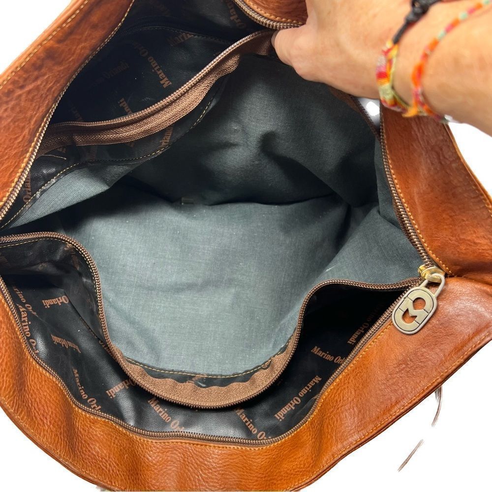 Marino Orlandi Brown Leather Satchel Tote - Picture 8 of 13